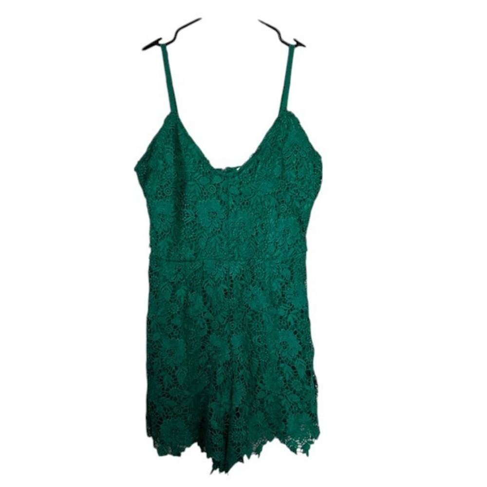 Jack by BB Dakota‎ Anthropologie Lace Romper Sleeveless Green V-Neck Size 4 - Picture 4 of 15